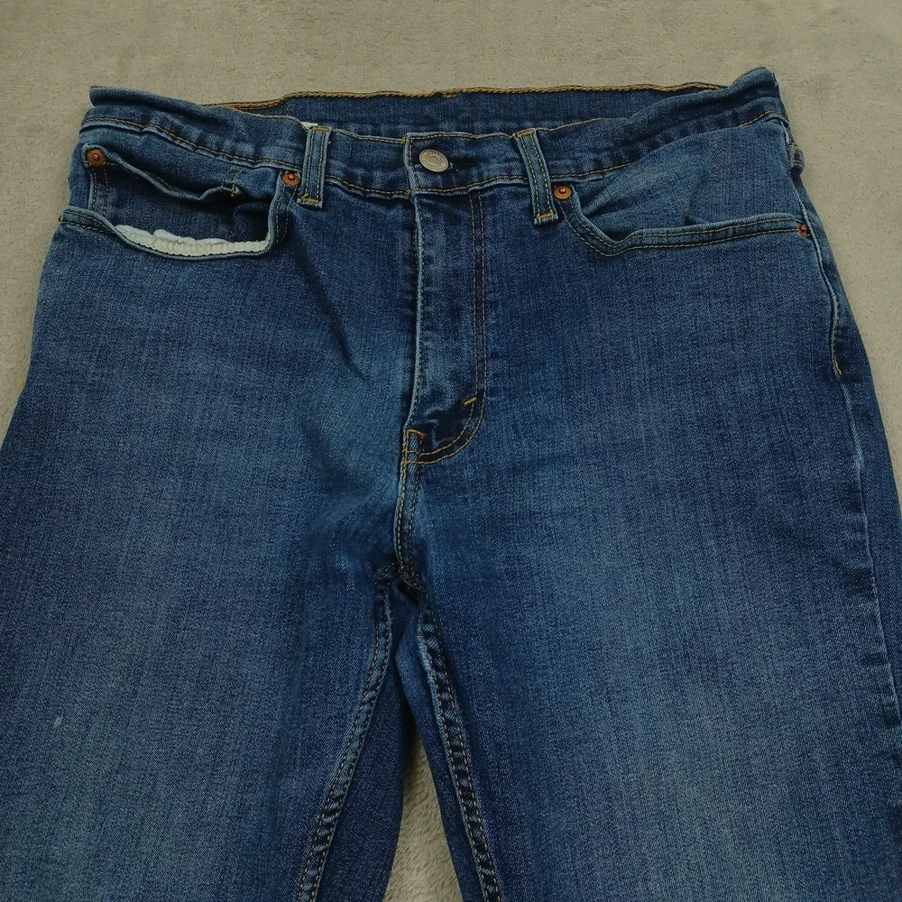 Levis 511 Jeans Mens 34x32 Blue Denim Slim Fit Distressed Pockets Cotton A2